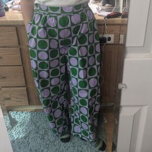 Stylish Green and Purple Patterned Women's Pants